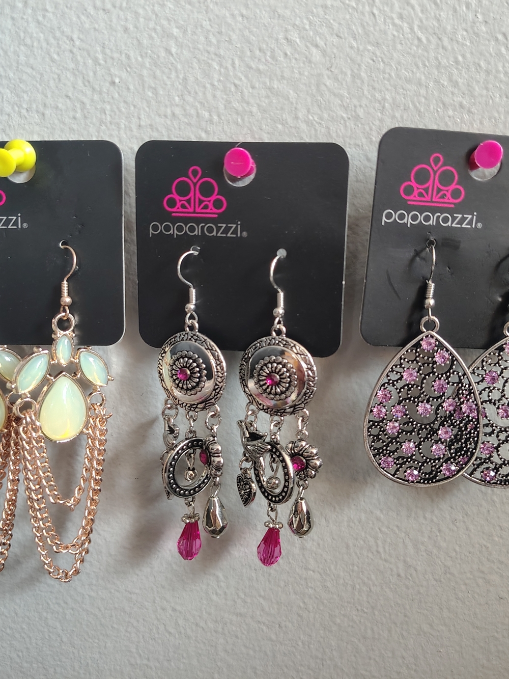 Paparazzi Dangle Earrings Lot Of 3 Springtime Essence, Opalescence, Lavender Luv
